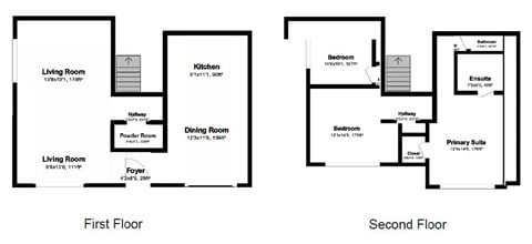 Floor plan for 3 beds, 2.5 baths, 1320 sqft